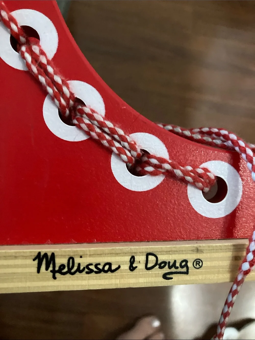 Melissa & Doug Red and White Lace-Up Practice Shoe